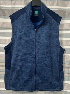 Pro Tour Men's Navy Full-Zip Textured Performance Golf Vest